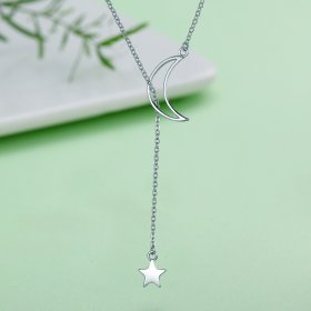 Silver Star and Moon Fairy Necklace - PANDORA Style - SCN108