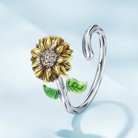Pandora Style Sunflower Open Ring - SCR934