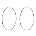 Pandora Style Silver Hoop Earrings, Simple Line - SCE711