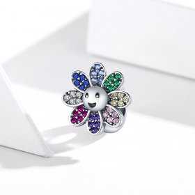 Pandora Style Silver Charm, Colorful Sunflower - SCC1701