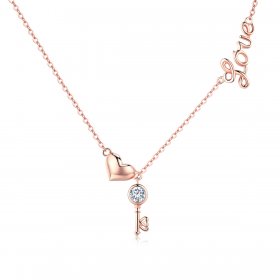 Silver Key of Heart Necklace - PANDORA Style - SCN292