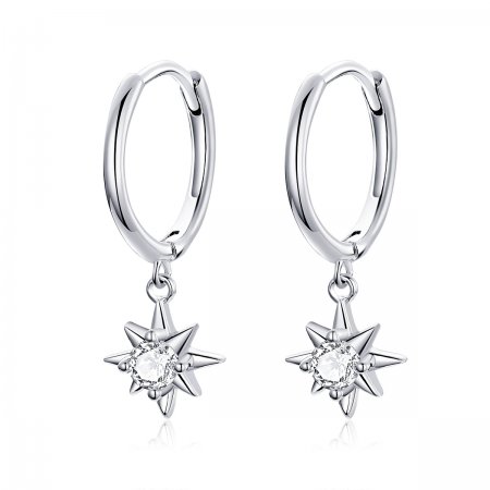 Pandora Style Silver Dangle Earrings, Star - SCE759