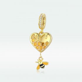 Pandora Style Dangle Charm, Love Honeycomb, 18ct Gold Plated - SCC1714