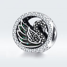 Pandora Style Silver Charm, Black Swan - SCC1342
