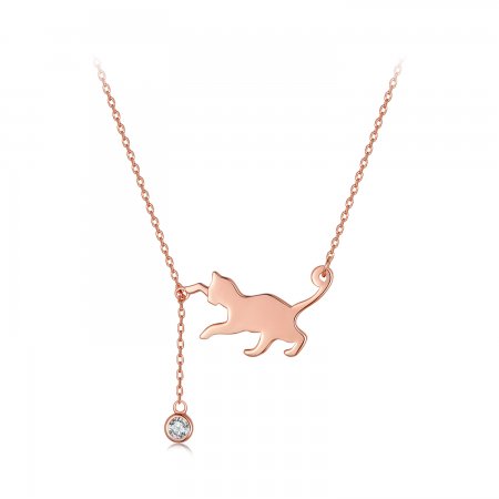 Pandora Style Rose Gold Naughty Kitten Necklace - SCN232-C