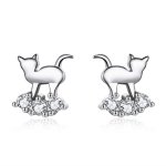 Silver Meow Star Stud Earrings - PANDORA Style - SCE537