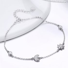 Silver Moon Sun and Stars Chain Slider Bracelet - PANDORA Style - SCB081