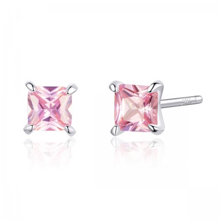 Silver Pink Luck Stud Earrings - PANDORA Style - SCE660