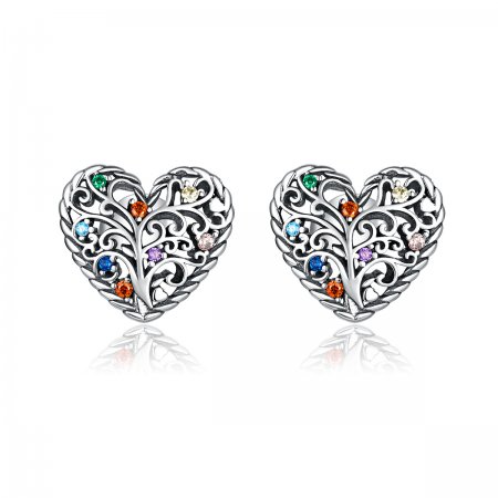 Pandora Style Silver Stud Earrings, Tree of Life - SCE933
