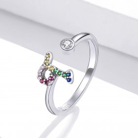 PANDORA Style Colorful Letter-T Open Ring - SCR723-T