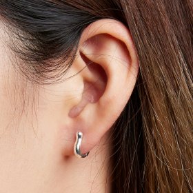 PANDORA Style Simple Silver Hoop Earrings - SCE1439