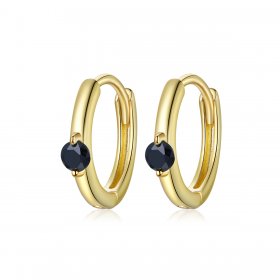 Pandora Style 18ct Gold Plated Hoop Earrings , Ball - SCE1050-BK