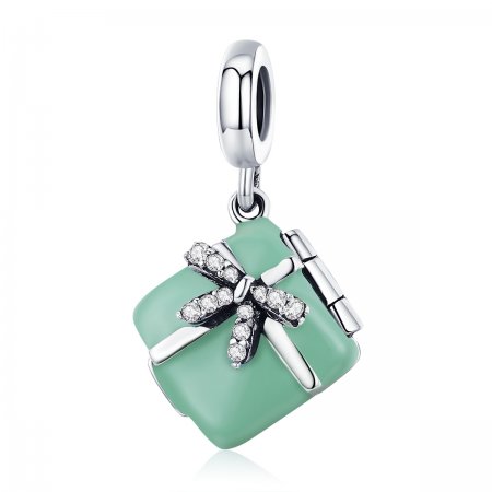 Pandora Style Silver Dangle Charm, The Surprise of Love, Green Enamel - SCC663