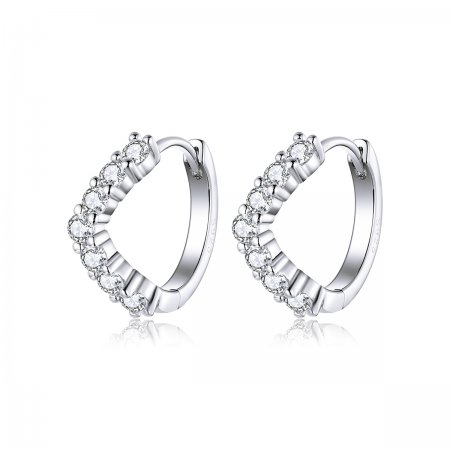 Pandora Style Silver Hoop Earrings, Geometry - SCE844