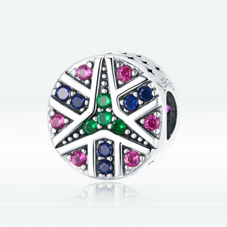 Pandora Style Silver Charm, Colorful Lucky Star - SCC1683