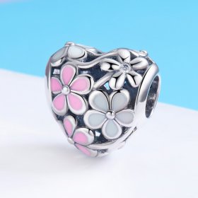 Pandora Style Silver Charm, Flower Blessing, Multicolor Enamel - SCC761