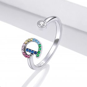 PANDORA Style Colorful Letter-D Open Ring - SCR723-D