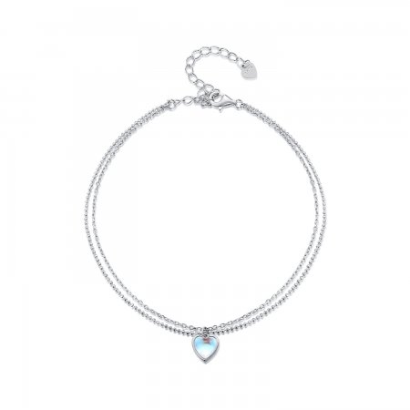 Pandora Style Heart Shaped Double Layer Anklet - SCT024