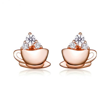 Rose Gold Afternoon Coffee Stud Earrings - PANDORA Style - SCE592