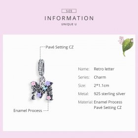 Pandora Compatible Silver Flower Letter M Dangle - SCC1274