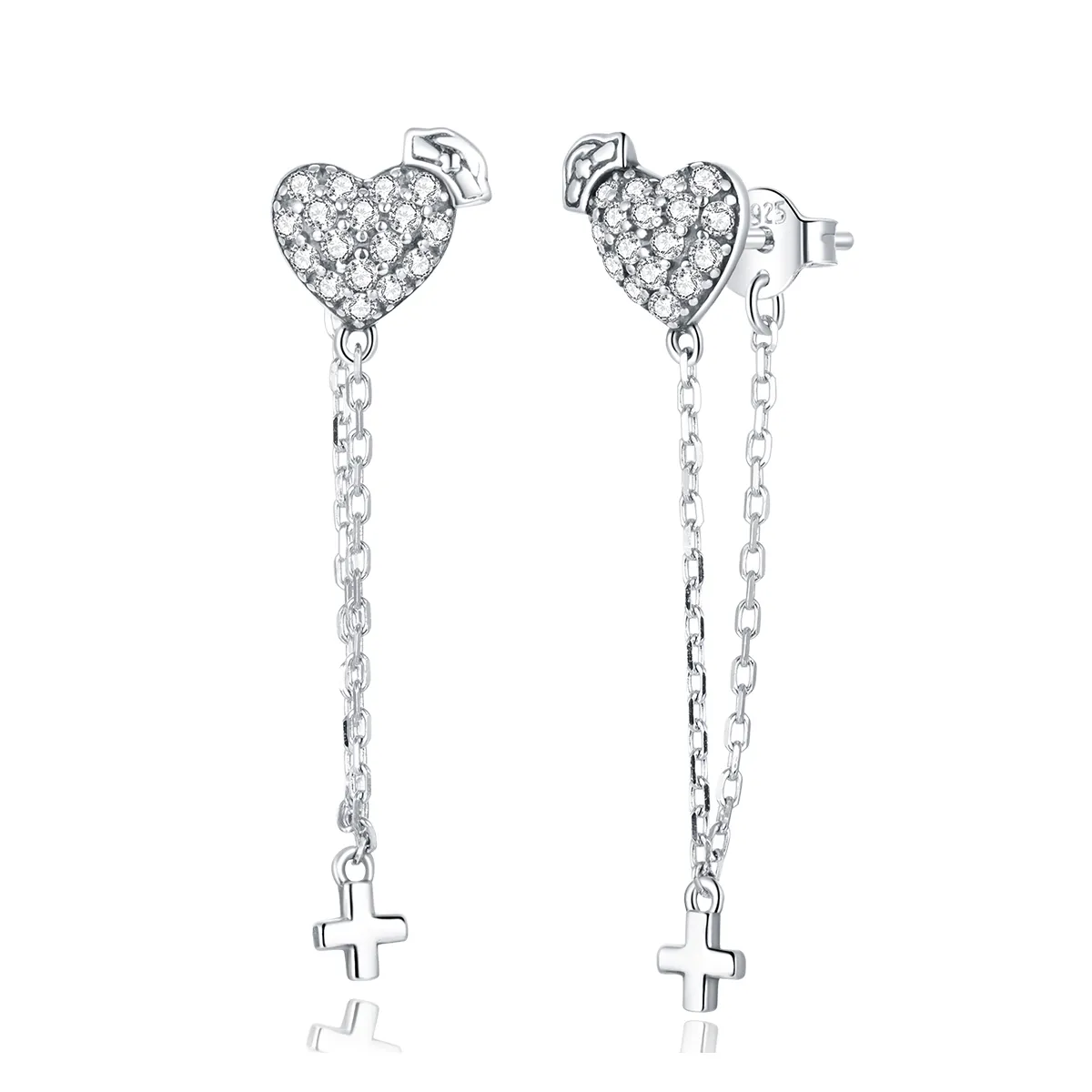 Angel In White Cross With Love Earrings - PANDORA Style - SCE969