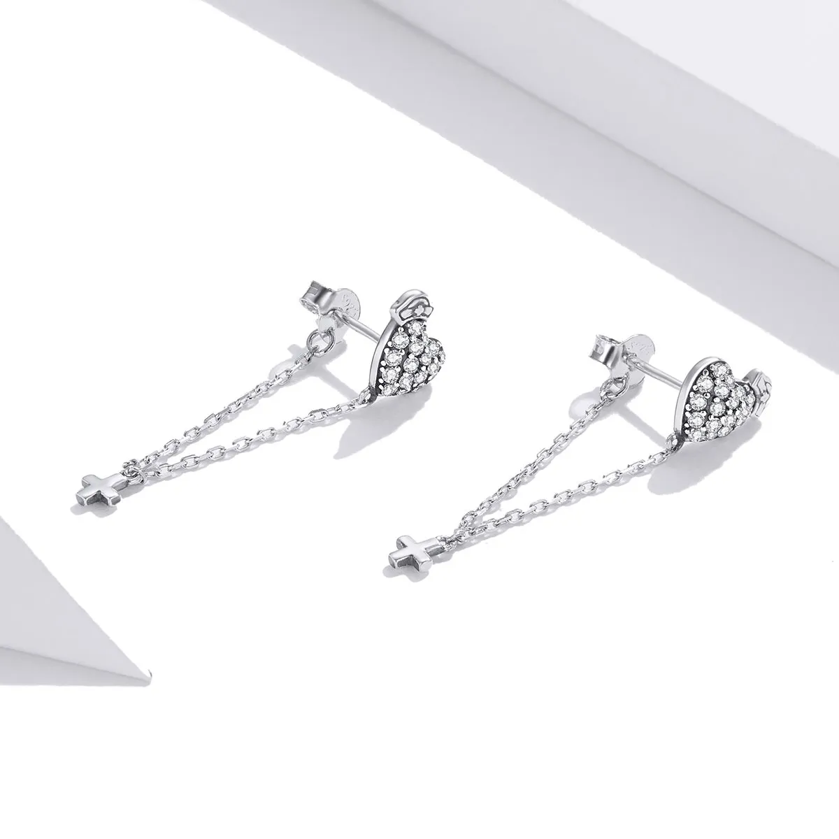 Angel In White Cross With Love Earrings - PANDORA Style - SCE969