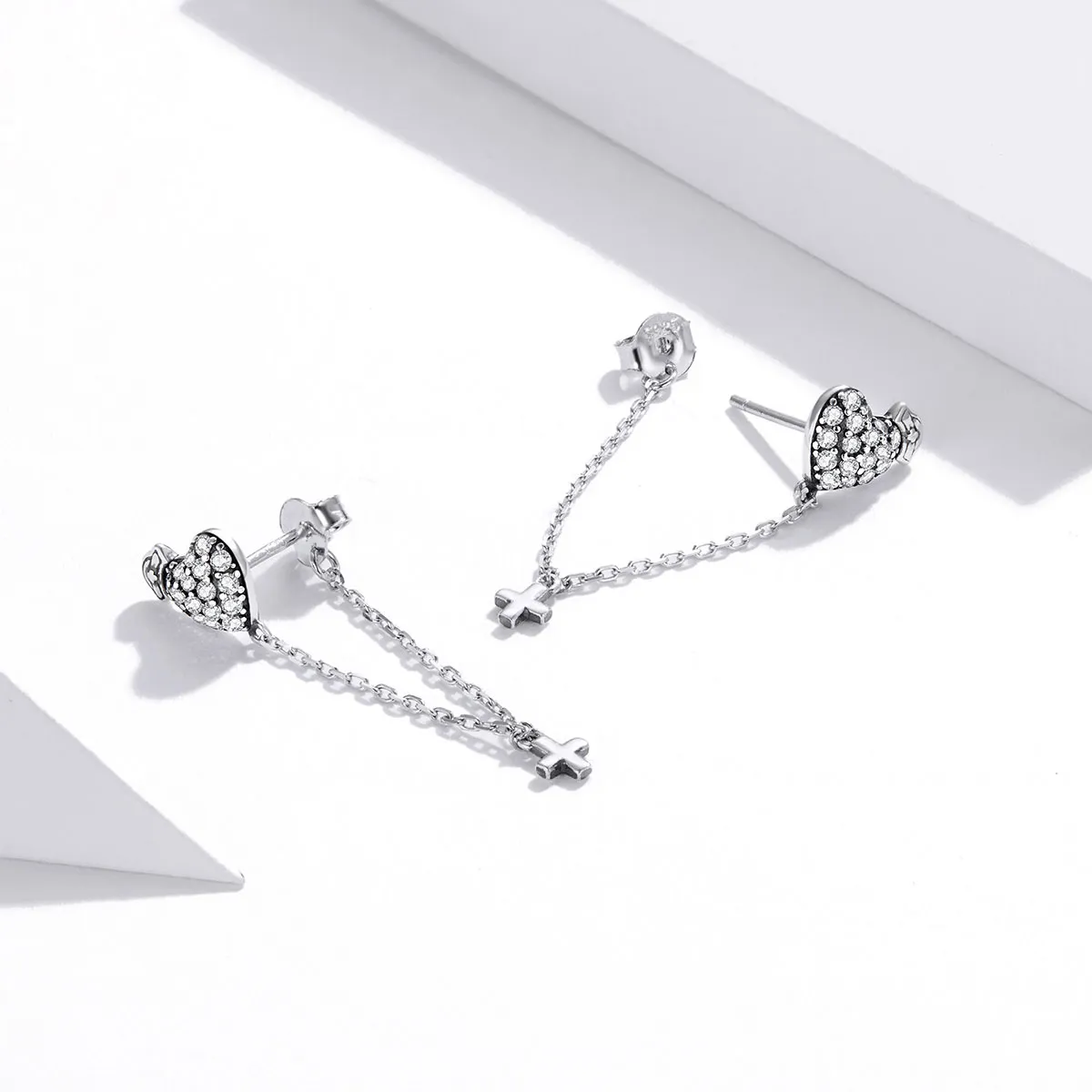 Angel In White Cross With Love Earrings - PANDORA Style - SCE969