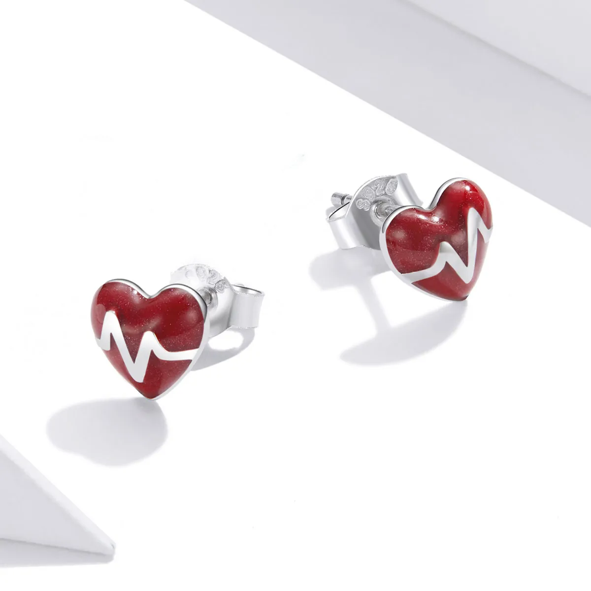 Angel In White Love Heartbeat Stud Earrings - PANDORA Style - SCE968