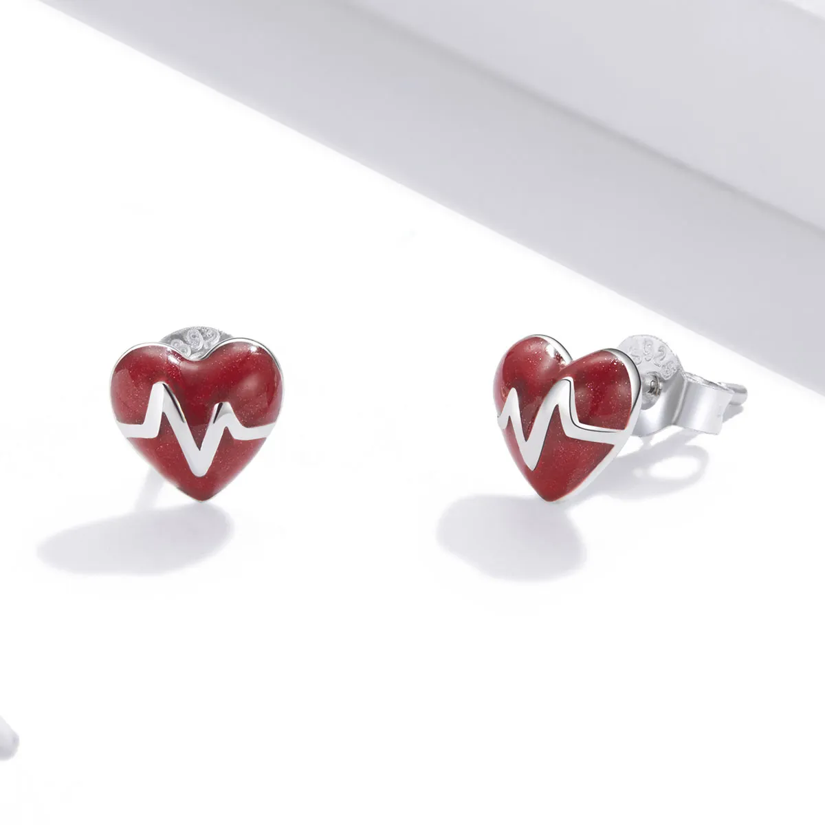 Angel In White Love Heartbeat Stud Earrings - PANDORA Style - SCE968