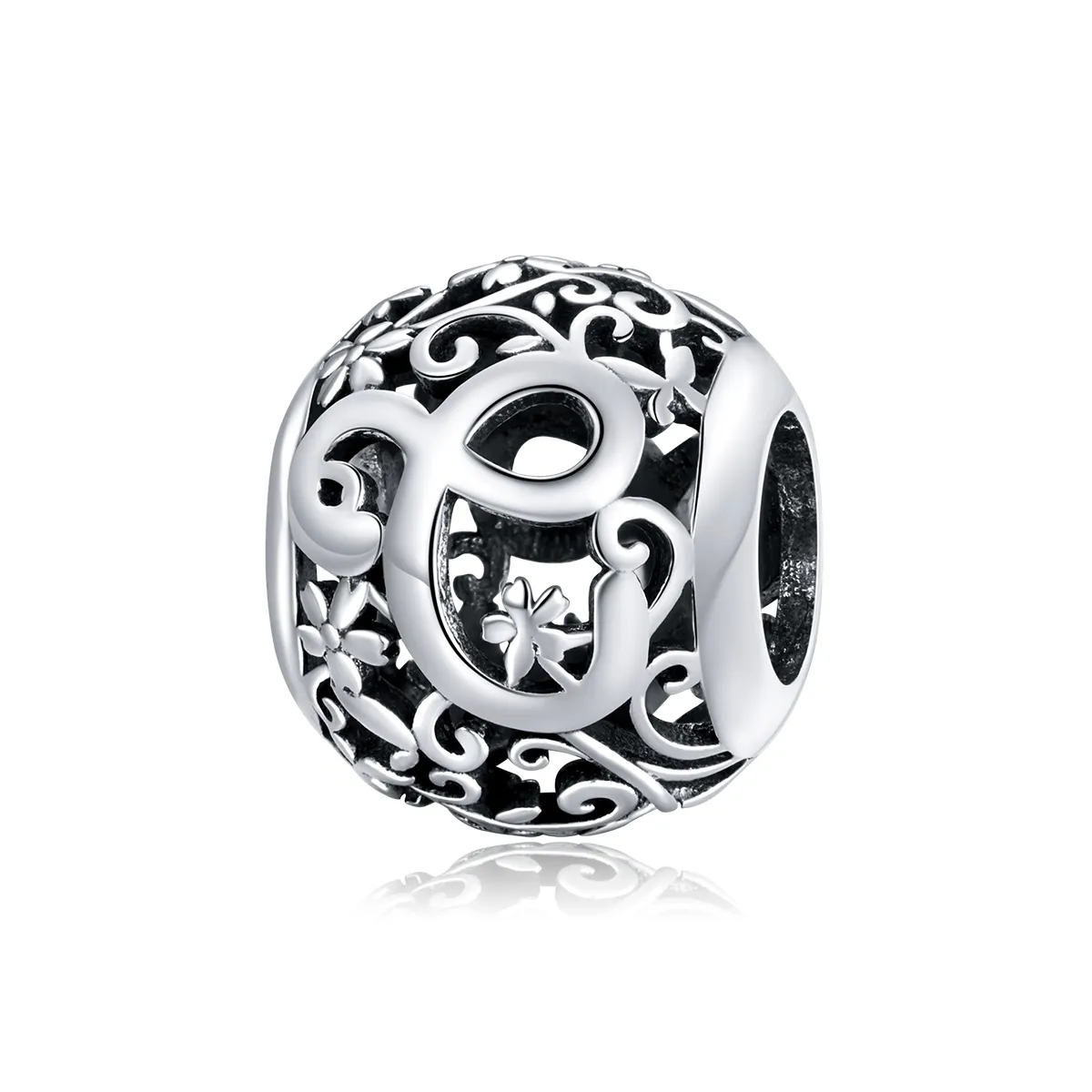 Openwork Flower Letter C Charm - PANDORA Style - SCC1444-C