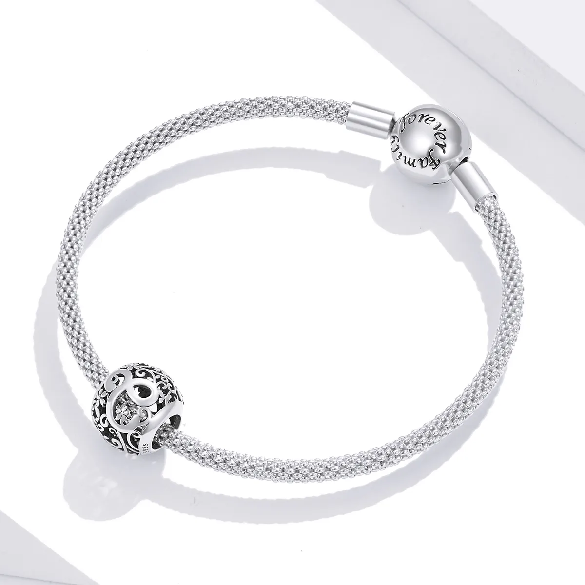 Openwork Flower Letter C Charm - PANDORA Style - SCC1444-C