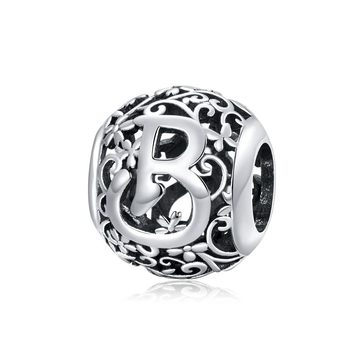 Openwork Flower Letter B Charm - PANDORA Style - SCC1444-B