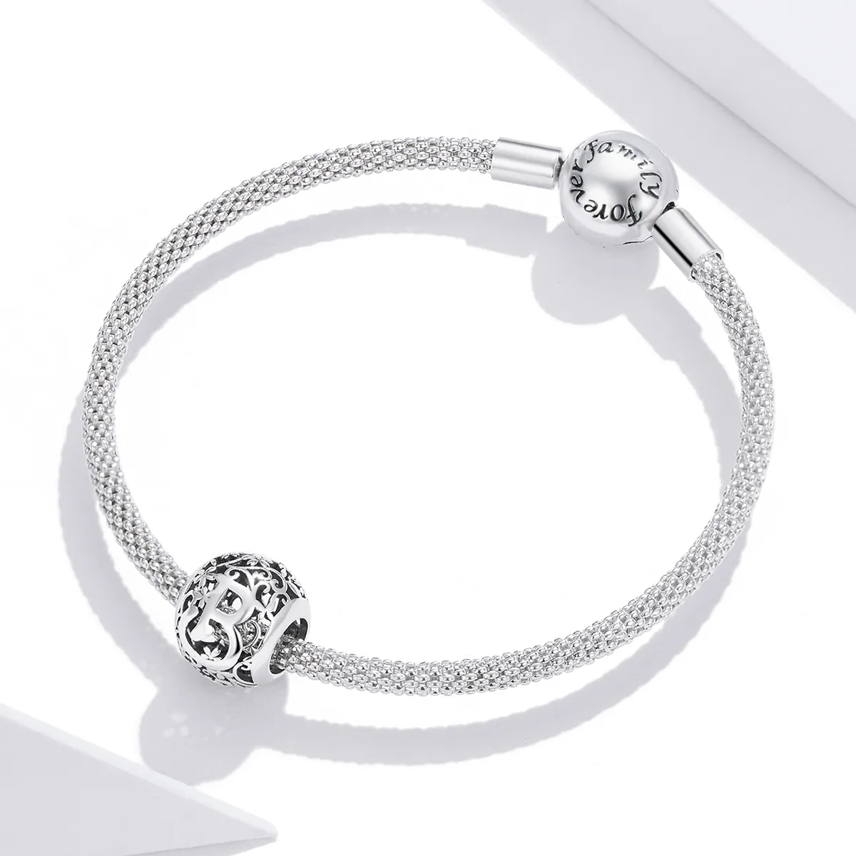 Openwork Flower Letter B Charm - PANDORA Style - SCC1444-B