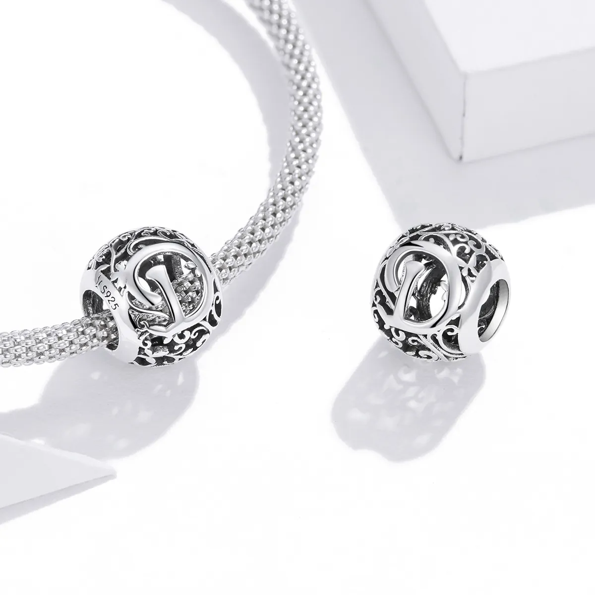 Openwork Flower Letter D Charm - PANDORA Style - SCC1444-D