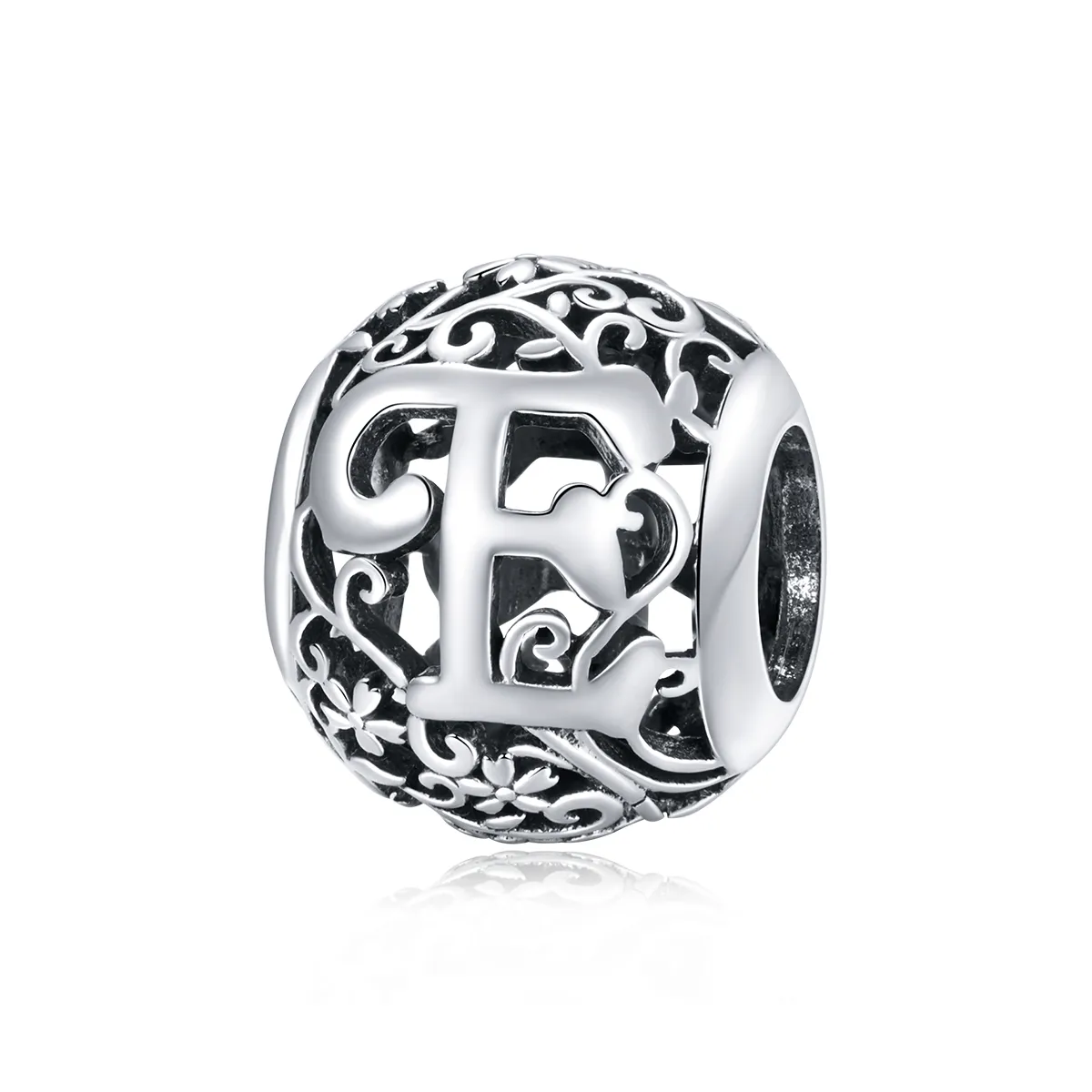 Openwork Flower Letter E Charm - PANDORA Style - SCC1444-E