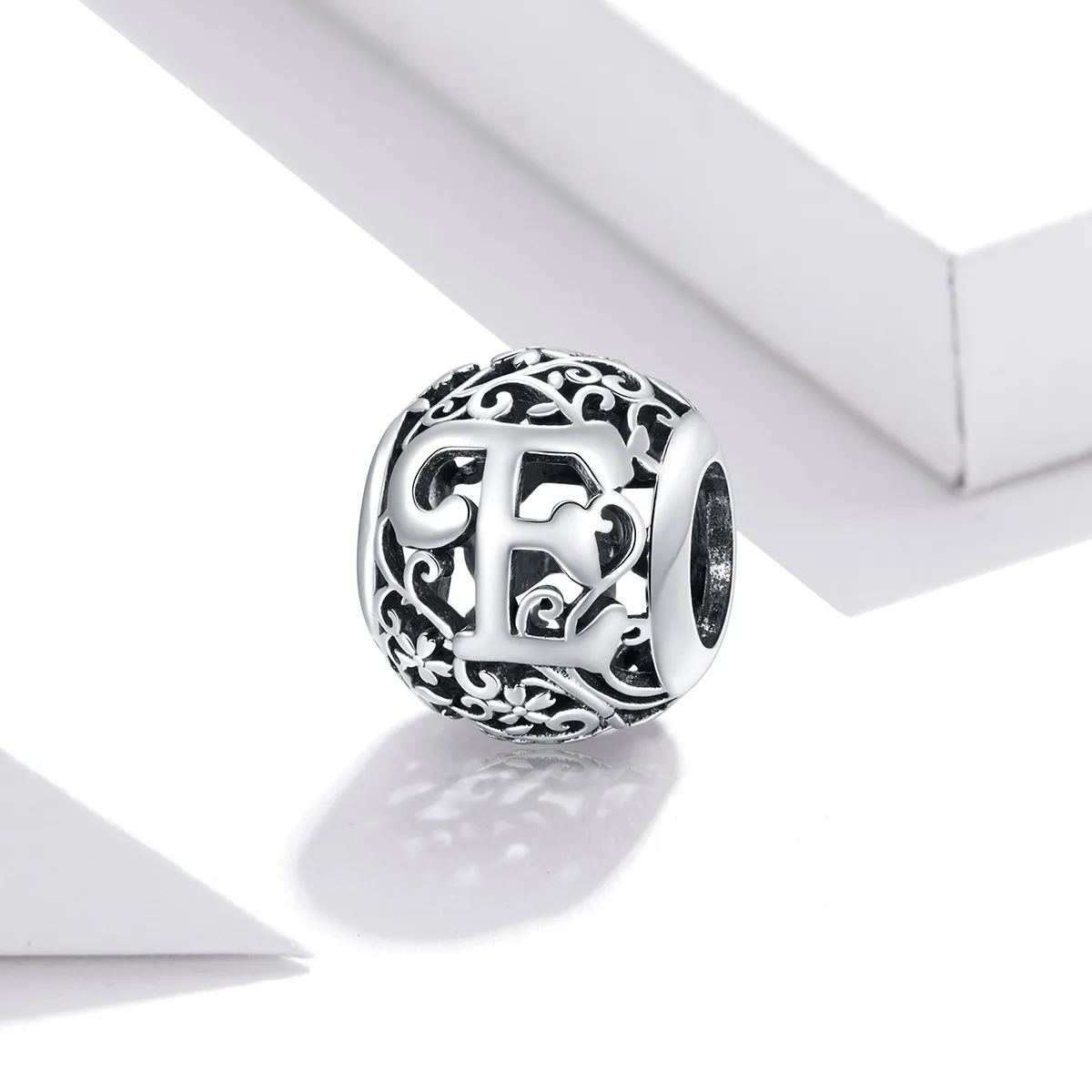 Openwork Flower Letter E Charm - PANDORA Style - SCC1444-E