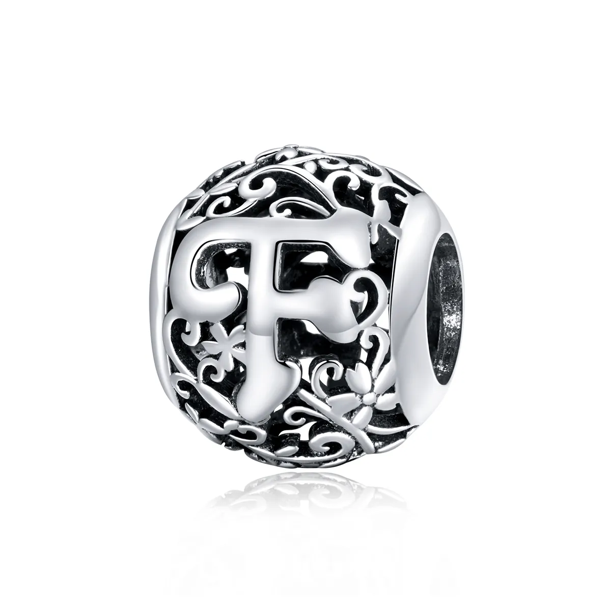 Openwork Flower Letter F Charm - PANDORA Style - SCC1444-F