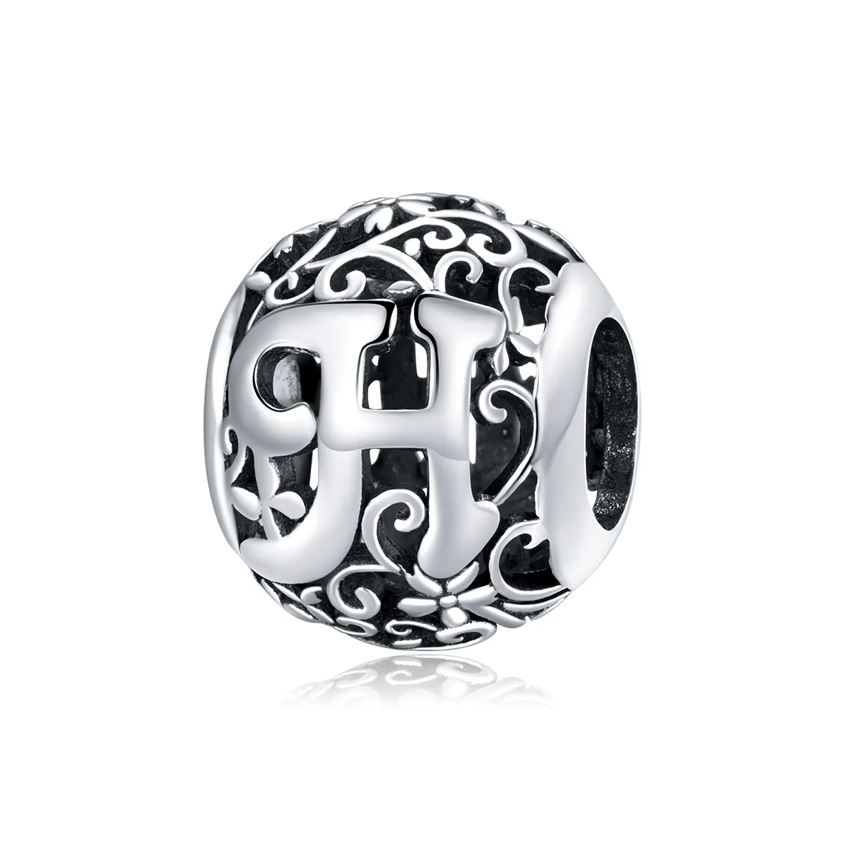 Openwork Flower Letter H Charm - PANDORA Style - SCC1444-H