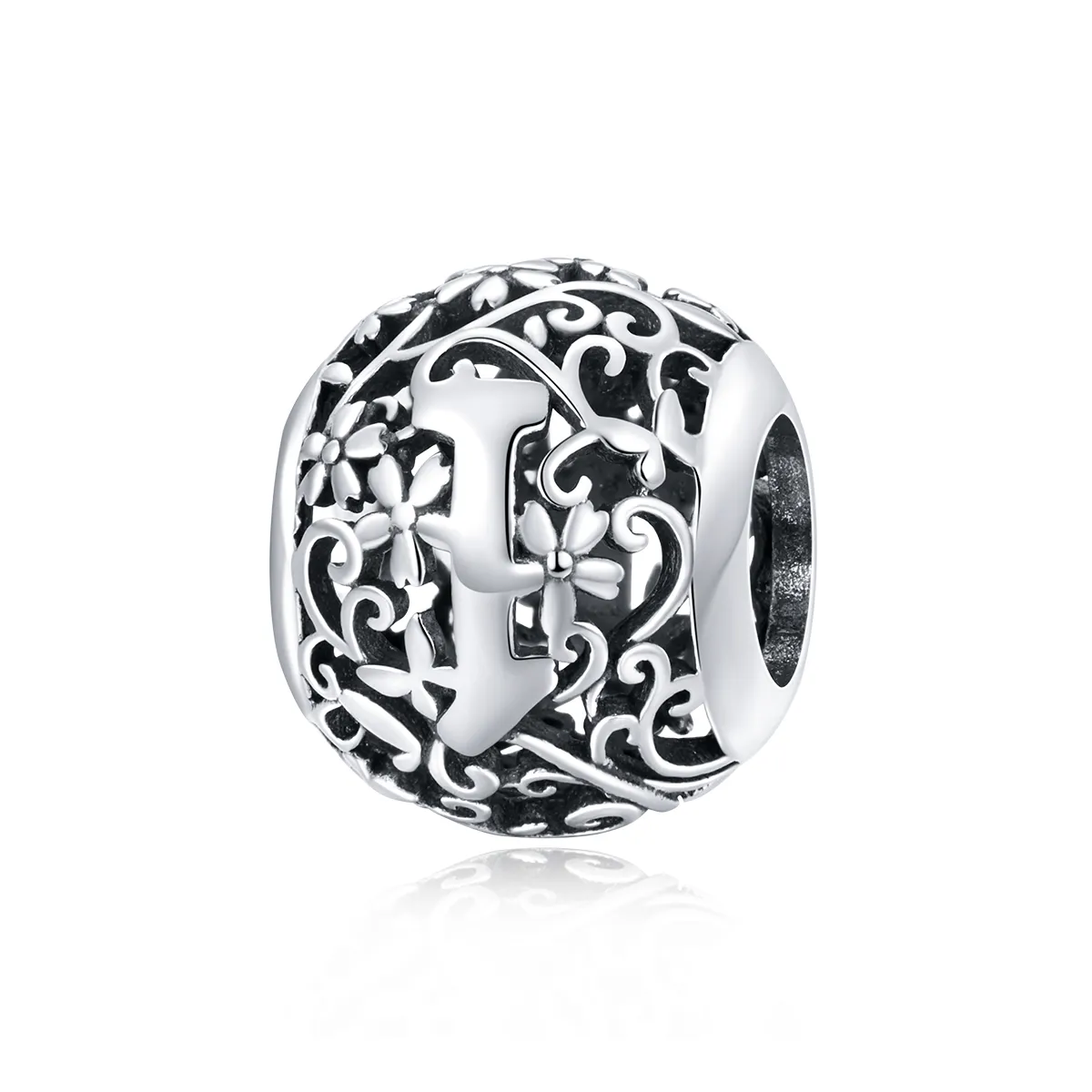 Openwork Flower Letter I Charm - PANDORA Style - SCC1444-I