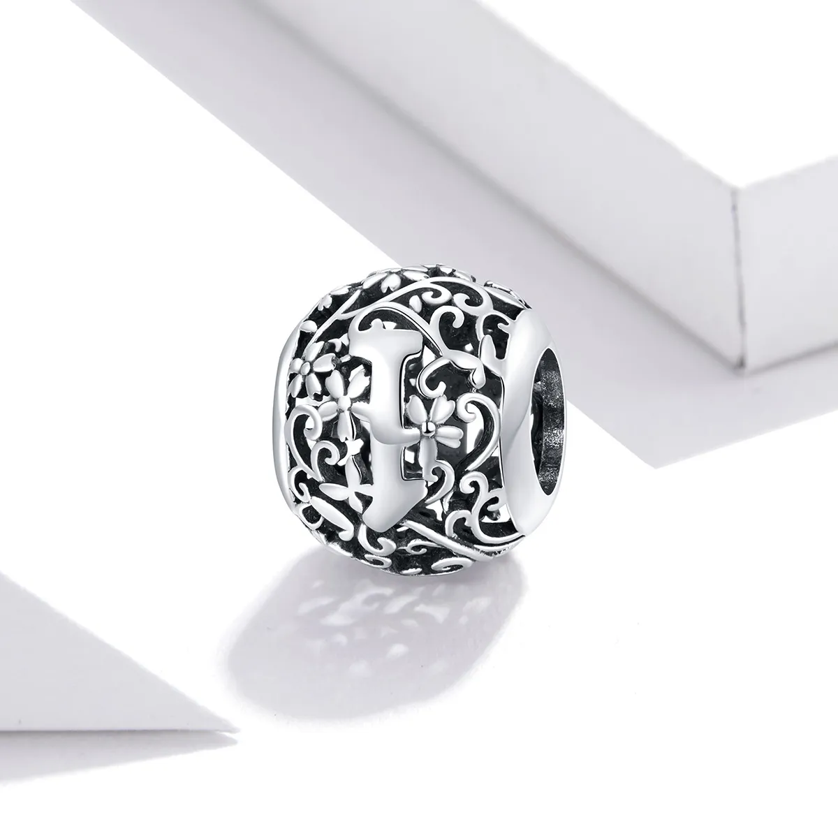 Openwork Flower Letter I Charm - PANDORA Style - SCC1444-I