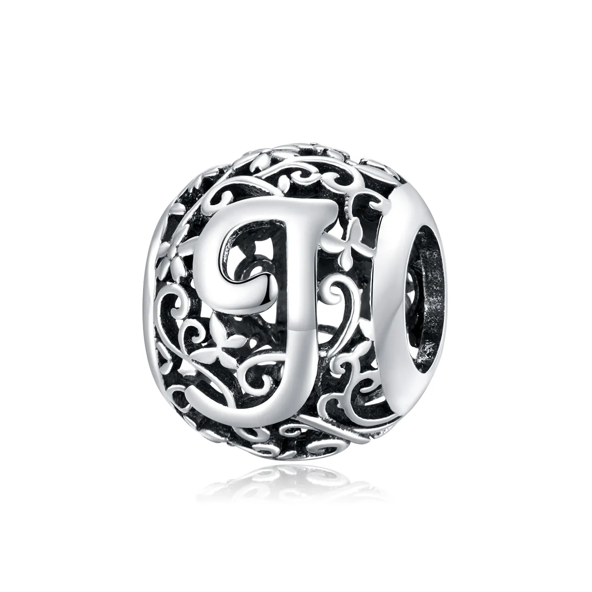 Openwork Flower Letter J Charm - PANDORA Style - SCC1444-J