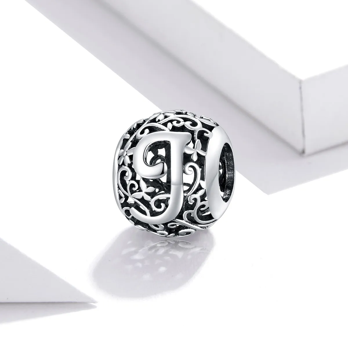 Openwork Flower Letter J Charm - PANDORA Style - SCC1444-J