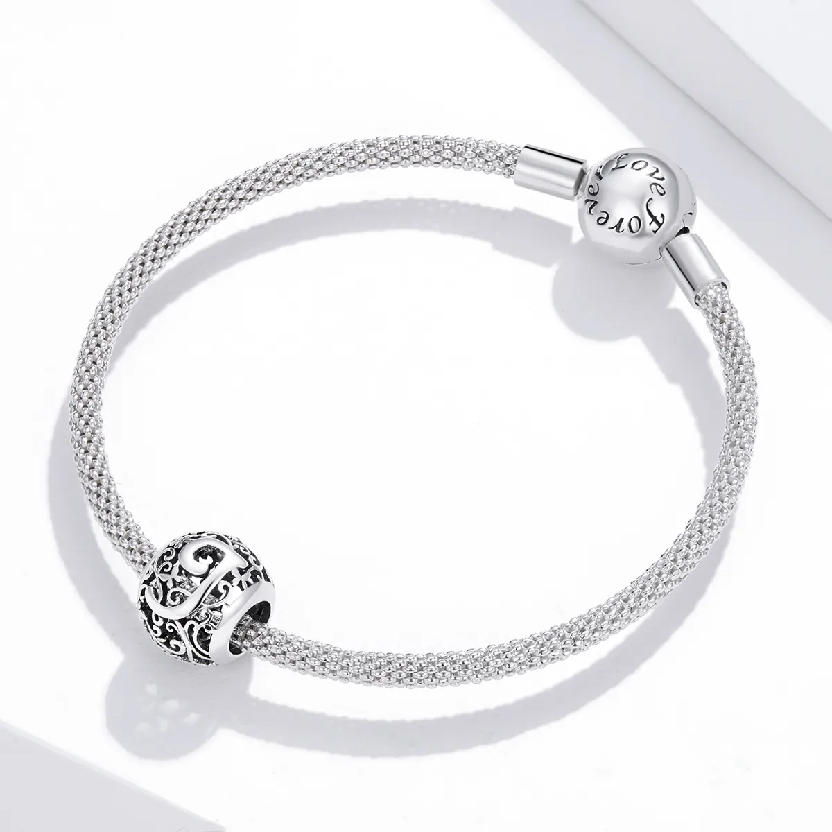 Openwork Flower Letter J Charm - PANDORA Style - SCC1444-J