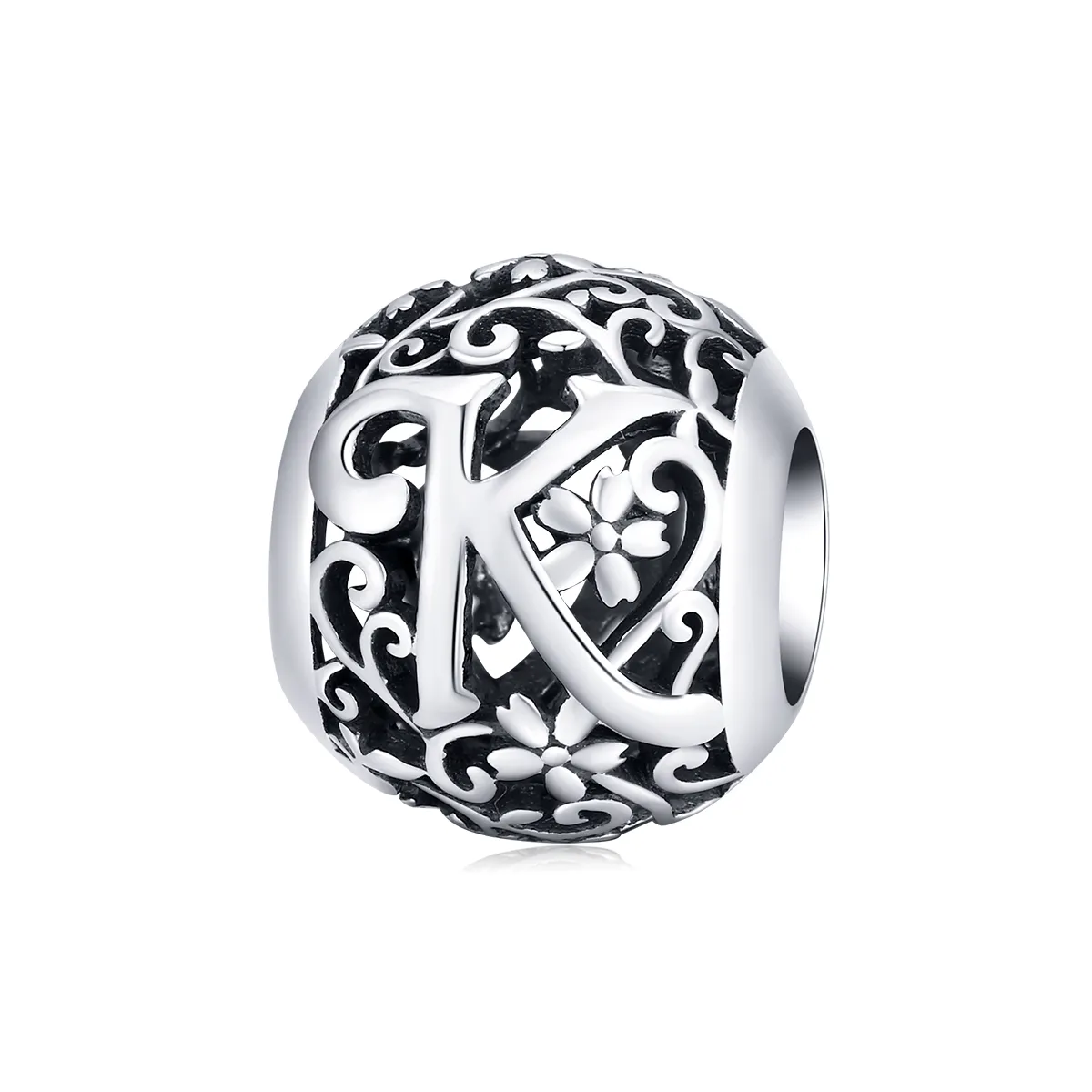 Openwork Flower Letter K Charm - PANDORA Style - SCC1444-K