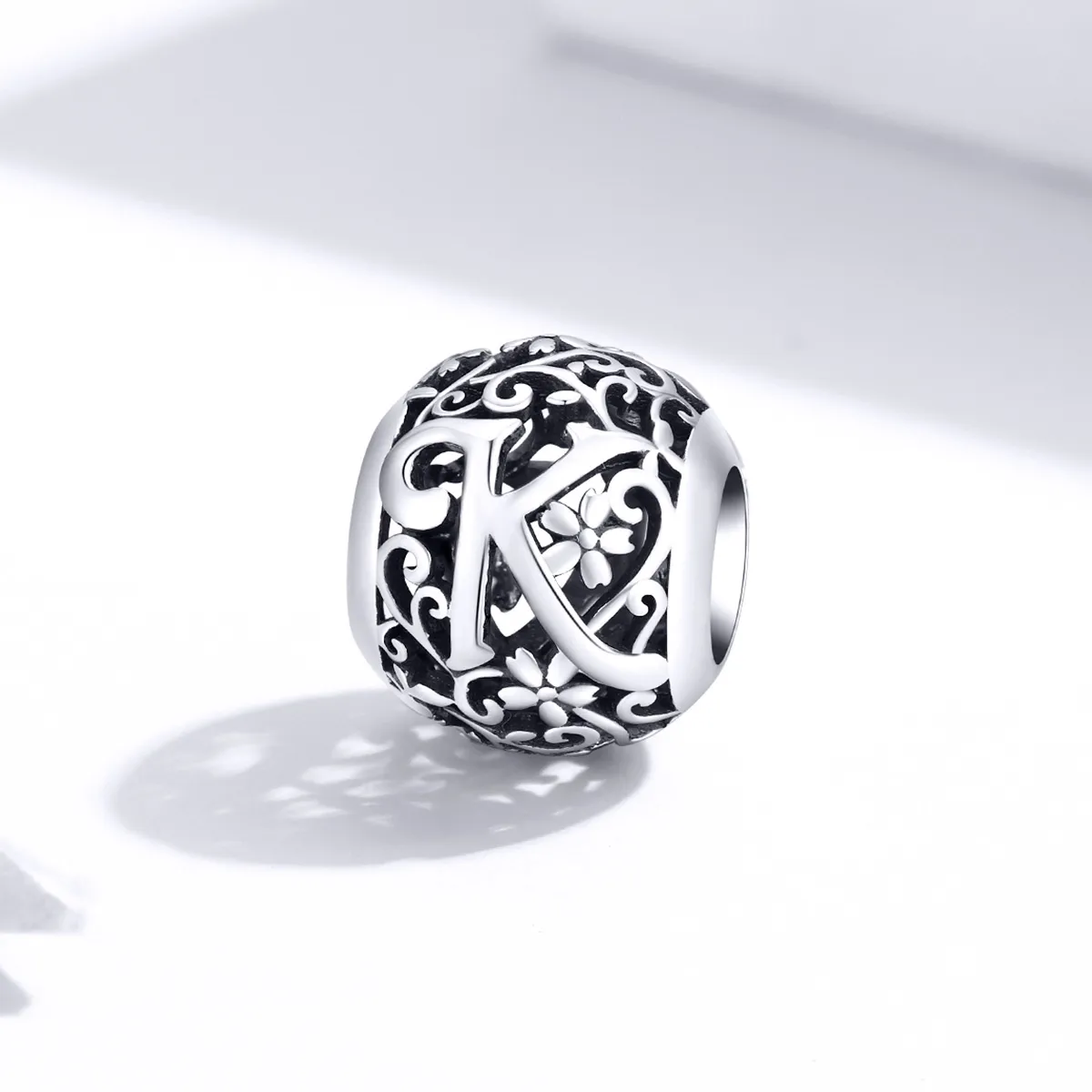 Openwork Flower Letter K Charm - PANDORA Style - SCC1444-K