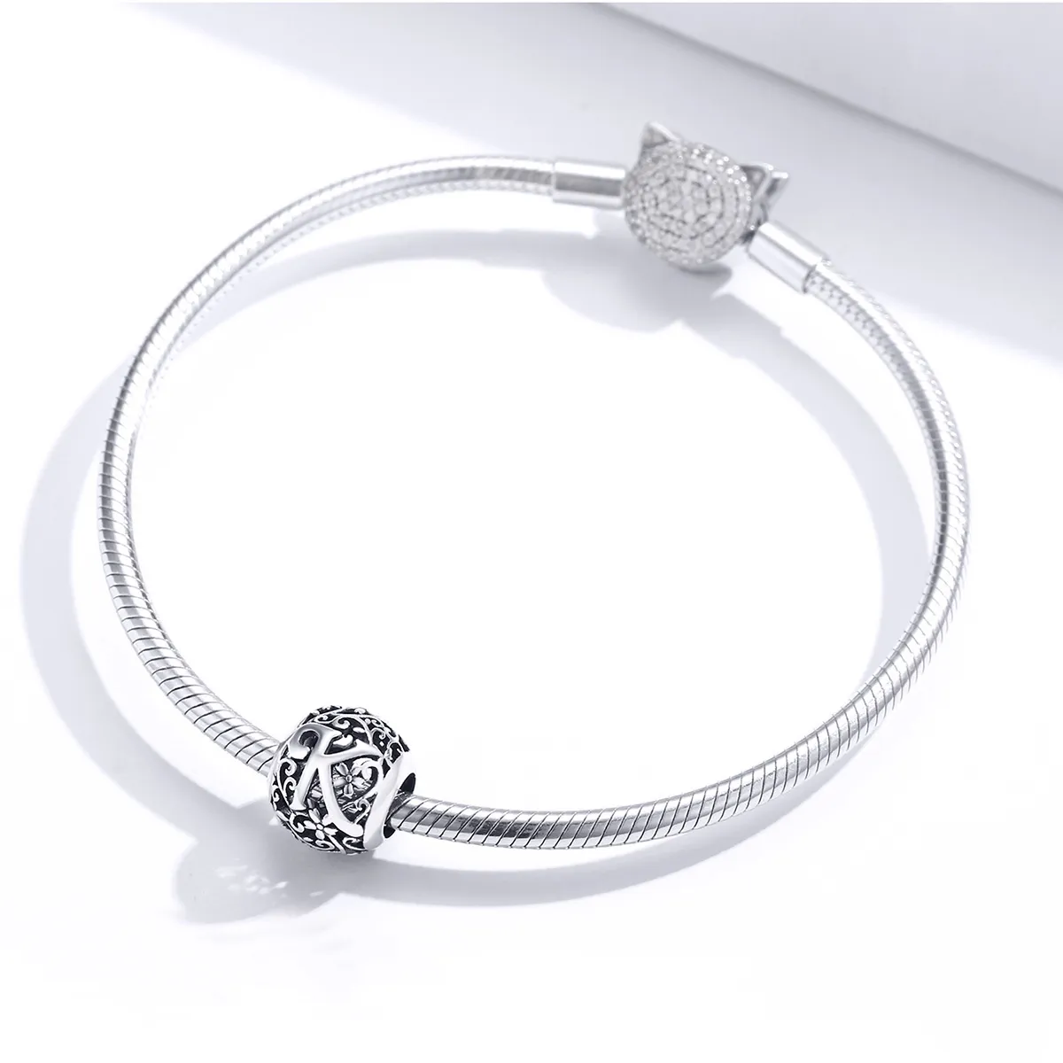 Openwork Flower Letter K Charm - PANDORA Style - SCC1444-K