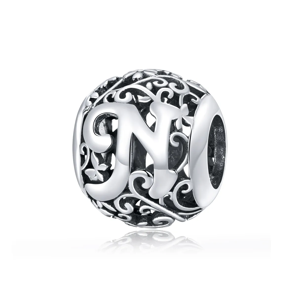 Openwork Flower Letter N Charm - PANDORA Style - SCC1444-N