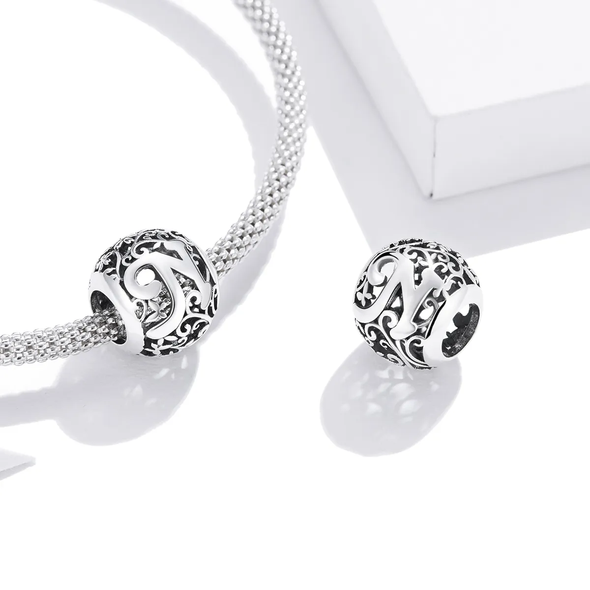 Openwork Flower Letter N Charm - PANDORA Style - SCC1444-N