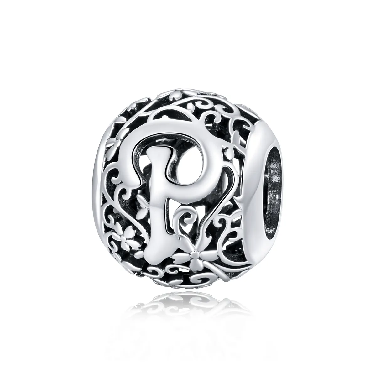 Openwork Flower Letter P Charm - PANDORA Style - SCC1444-P