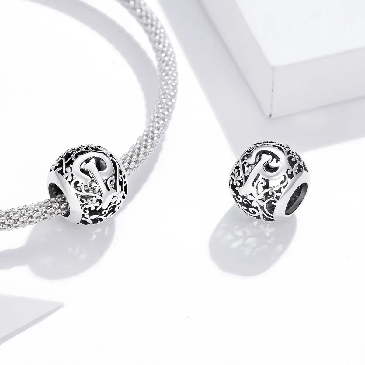 Openwork Flower Letter P Charm - PANDORA Style - SCC1444-P